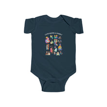 Load image into Gallery viewer, soft cotton bodysuit with the text 'Love Makes a Family,' celebrating diverse families and promoting love, acceptance, and inclusivity.