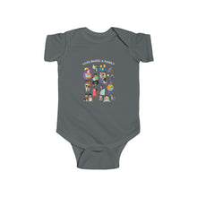 Load image into Gallery viewer, soft cotton bodysuit with the text 'Love Makes a Family,' celebrating diverse families and promoting love, acceptance, and inclusivity.
