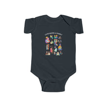 Load image into Gallery viewer, soft cotton bodysuit with the text 'Love Makes a Family,' celebrating diverse families and promoting love, acceptance, and inclusivity.