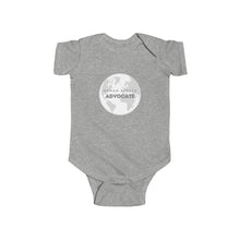 Load image into Gallery viewer, infant wearing a soft cotton bodysuit with the bold text 'Human Rights Advocate,' promoting equality and justice, surrounded by a cozy and nurturing environment.