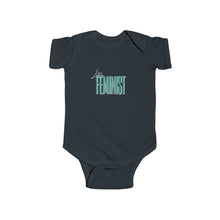 Load image into Gallery viewer, soft cotton bodysuit with the text 'Little Feminist,' promoting gender equality and empowering the next generation of feminists.