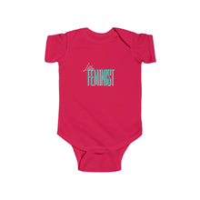 Load image into Gallery viewer, soft cotton bodysuit with the text 'Little Feminist,' promoting gender equality and empowering the next generation of feminists.