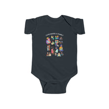 Load image into Gallery viewer, soft cotton bodysuit with the text &#39;Love Makes a Family,&#39; celebrating diverse families and promoting love, acceptance, and inclusivity.
