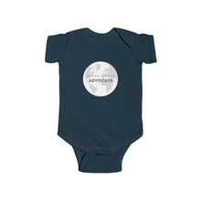 Load image into Gallery viewer, infant wearing a soft cotton bodysuit with the bold text &#39;Human Rights Advocate,&#39; promoting equality and justice, surrounded by a cozy and nurturing environment.
