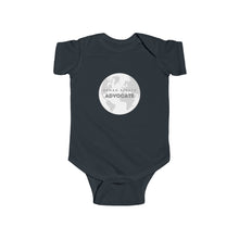 Load image into Gallery viewer, infant wearing a soft cotton bodysuit with the bold text &#39;Human Rights Advocate,&#39; promoting equality and justice, surrounded by a cozy and nurturing environment.
