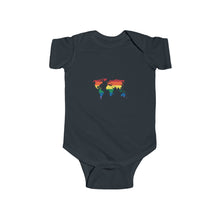 Load image into Gallery viewer, a colorful bodysuit with a vibrant rainbow design and the text &#39;Rainbow World,&#39; symbolizing inclusivity, love, and diversity.
