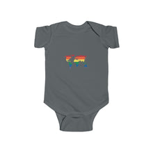 Load image into Gallery viewer, a colorful bodysuit with a vibrant rainbow design and the text &#39;Rainbow World,&#39; symbolizing inclusivity, love, and diversity.
