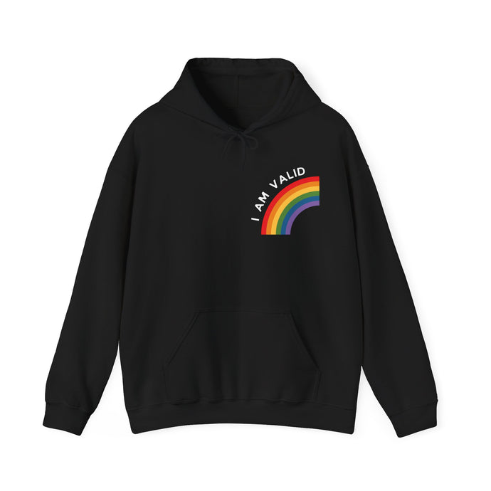 I Am Valid Rainbow Hoodie - LGBTQ+ Pride Clothing, Unisex Hoodie