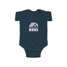 Load image into Gallery viewer, Infant wearing a soft cotton bodysuit with the text &#39;Home is With My Dads,&#39; celebrating LGBTQ+ families and the love between two dads
